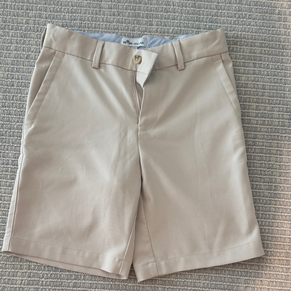 Peter Millar Beige Performance Flat Front Shorts